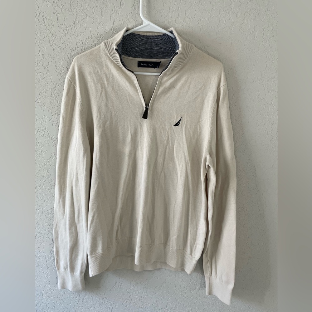 Men’s Nautica Navtech Quarter-Zip Cream Sweatshirt size Medium